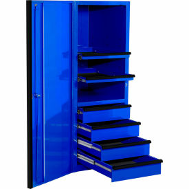 4 Drawer/2 Shelf Pro Side Cabinet, 24"W x 30"D x H"63-3/8, Blue w/Black Handles