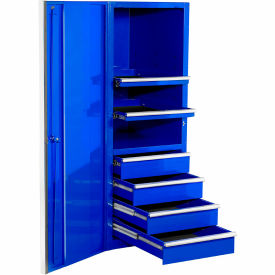 4 Drawer/2 Shelf Pro Side Cabinet, 24"W x 30"D x H"63-3/8, Blue w/Chrome Handles