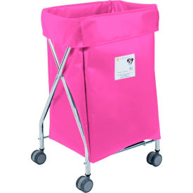 Narrow Collapsible Hamper, Steel, Pink Vinyl Bag