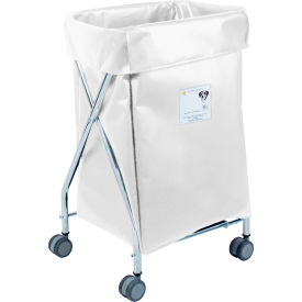 Narrow Collapsible Hamper, Steel, White Vinyl Bag