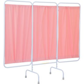 Stationary Antimicrobial Privacy Screen, 81"W x 67"H, 3 Mauve Vinyl Panels