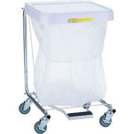 Single Medium Duty Hamper with Foot Pedal, 28"H, Steel, White
