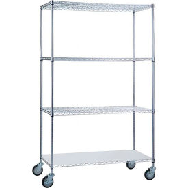 Heavy Duty Chrome Linen Cart with Solid Bottom Shelf, 36"L x 24"W x 78"H