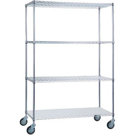 Heavy Duty Chrome Linen Cart with Solid Bottom Shelf, 48"L x 18"W x 78"H