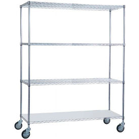 Heavy Duty Chrome Linen Cart with Solid Bottom Shelf, 60"L x 24"W x 78"H