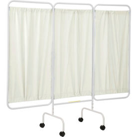 Antimicrobial Designer Mobile Privacy Screen, 81"W x 69"H, 3 Cream Vinyl Panels