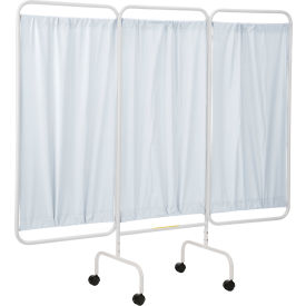 Mobile Medical Privacy Screen, 81"W x 69"H, 3 White Vinyl Panels