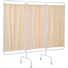 Three Panel Stationary Medical Privacy Screen, 81"W x 67"H, Beige Vinyl Panels