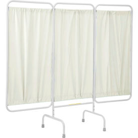 Stationary Antimicrobial Privacy Screen, 81"W x 67"H, 3 Cream Vinyl Panels