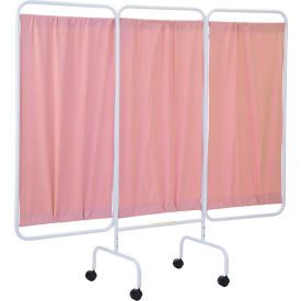 Mobile Medical Privacy Screen, 81"W x 69"H, 3 Mauve Vinyl Panels