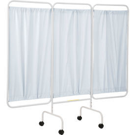 3 Panel Mobile Medical Privacy Screen, 81"W x 69"H, White Vinyl Panels