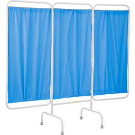 3 Panel Medical Privacy Screen, 81"W x 67"H, Blue Vinyl Panels