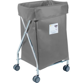 Wide Collapsible Hamper, Steel, Gray Vinyl Bag