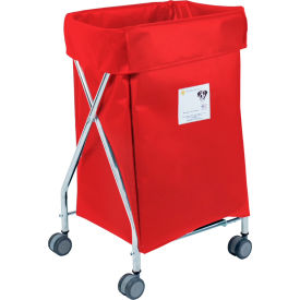 Wide Collapsible Hamper, Steel, Red Vinyl Bag