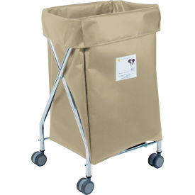Wide Collapsible Hamper, Steel, Beige Vinyl Bag