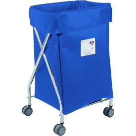 Narrow Collapsible Hamper, Steel, Blue Vinyl Bag