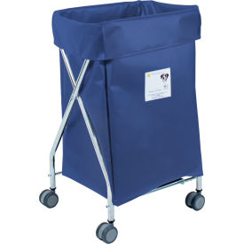 Narrow Collapsible Hamper, Steel, Navy Vinyl Bag