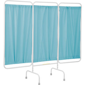 Antimicrobial 3 Panel Medical Privacy Screen, 81"W x 67"H, Gry Green Vinyl Panels