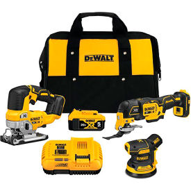 20V MAX XR Brushless Orbital Sander, Jig Saw, and Multi-Tool 3-Tool Woodworking Kit