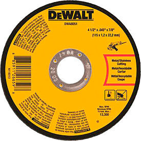4-1/2" x .045" x 7/8" Metal Cut-Off Wheel, 10/Pack