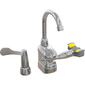 Deck-Mount Swing-Activated Faucet/Eyewash Unit, Tempered Faucet, Right Hand
