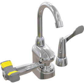Deck-Mount Swing-Activated Faucet/Eyewash Unit, Tempered Faucet, Left Hand