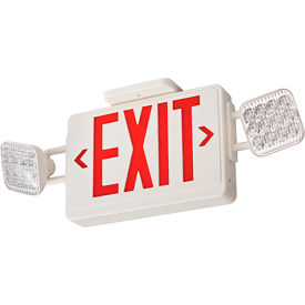 Emergency LED Exit Sign Combo Unit W/ Square Lamp Heads, White