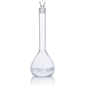 Flask, Volumetric, Wide Mouth, Globe Glass, Class A, To Contain (TC), ASTM E288, 250mL, 6/Box