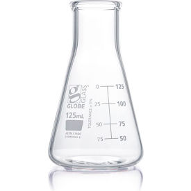 Flask, Erlenmeyer, Globe Glass, Wide Mouth, Dual Graduations, 500mL, 6/Box