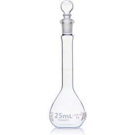 Flask, Volumetric, Globe Glass, Class A, To Contain (TC), ASTM E288, 25mL, 6/Box