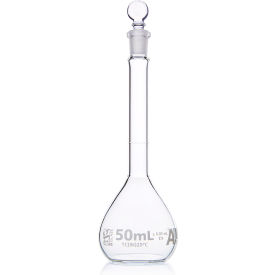 Flask, Volumetric, Globe Glass, Class A, To Contain (TC), ASTM E288, 50mL, 6/Box