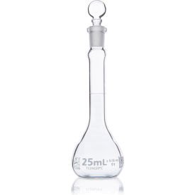 Flask, Volumetric, Globe Glass, Class B, To Contain (TC), ASTME288, 25mL, 6/Box