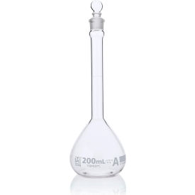 Flask, Volumetric, Globe Glass, Class A, To Contain, ASTM E288, 200mL, 6/Box