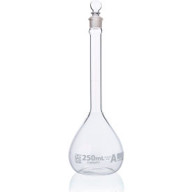 Flask, Volumetric , Globe Glass, Class A, To Contain (TC), ASTM E288, 250mL, 6/Box