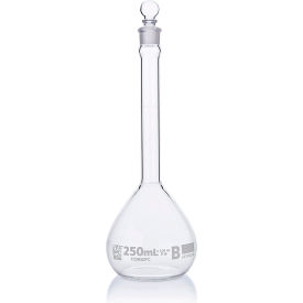 Volumetric Flask, Globe Glass, Class B, To Contain (TC), ASTME288, 250mL, 6/Box