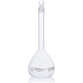Volumetric Flask, Globe Glass, Class B, To Contain (TC), ASTME288, 500mL, 6/Box