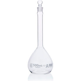 Flask, Volumetric , Globe Glass, Class A, To Contain (TC), ASTM E288, 500mL, 6/Box