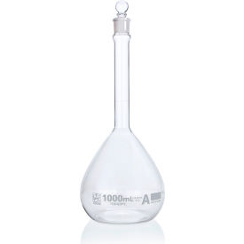 Flask, Volumetric, Globe Glass, Class A, To Contain (TC), ASTM E288, 1000mL