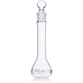 Flask, Volumetric, Wide Mouth, Globe Glass, Class A, To Contain (TC), ASTM E288, 20mL, 6/Box