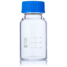 Bottle, Media, Globe Glass, GL45 Screw Cap, Dual Graduations, 1000mL