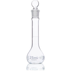 Volumetric Flask, Wide Mouth, Globe Glass, Class A, To Contain (TC), ASTM E288, 25mL, 6/Box