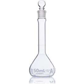 Flask, Volumetric, Wide Mouth, Globe Glass, Class A, To Contain (TC), 50mL, 6/Box