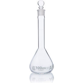 Flask, Volumetric, Wide Mouth, Globe Glass, Class A, To Contain (TC), ASTM E288, 100mL, 6/Box