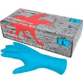 6012 Nitri-Med Nitrile Medical/Exam Textured Gloves, Powder-Free, Blue, 12"L, M, 100/Box