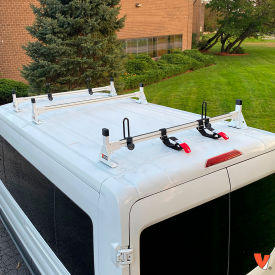 H1 3 Bar Aluminum Ladder Roof Rack for Ford Transit Cargo Van 2015-On, White