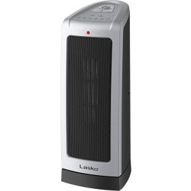 Ceramic Digital Space Saving Pedestal Heater with Digital Remote, 1500W, Gray