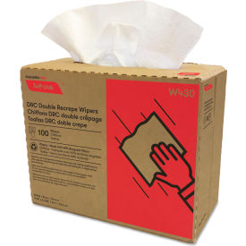 Double Recrepe Wipers, 9-3/4" x 16-1/2", White, 800 Sheets total