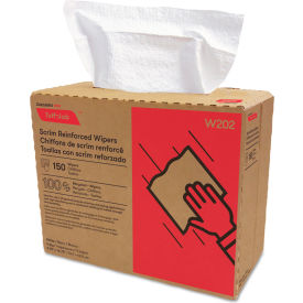 Tuff-Job Scrim Reinforced Wipers, 4-Ply, 9-3/4" x 16-3/4", White, 150/Box, 6 Box/Carton