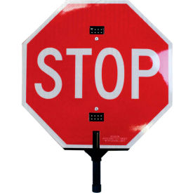 18" LED-Enhanced Paddle, Stop/Stop, DG, 18"W x 18"H, White/Red