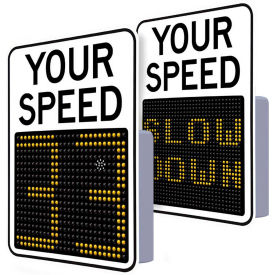12" Radar Feedback Sign, Your Speed/Full Motion, 100-240 Vac, 23"W x 29"H, Black/White